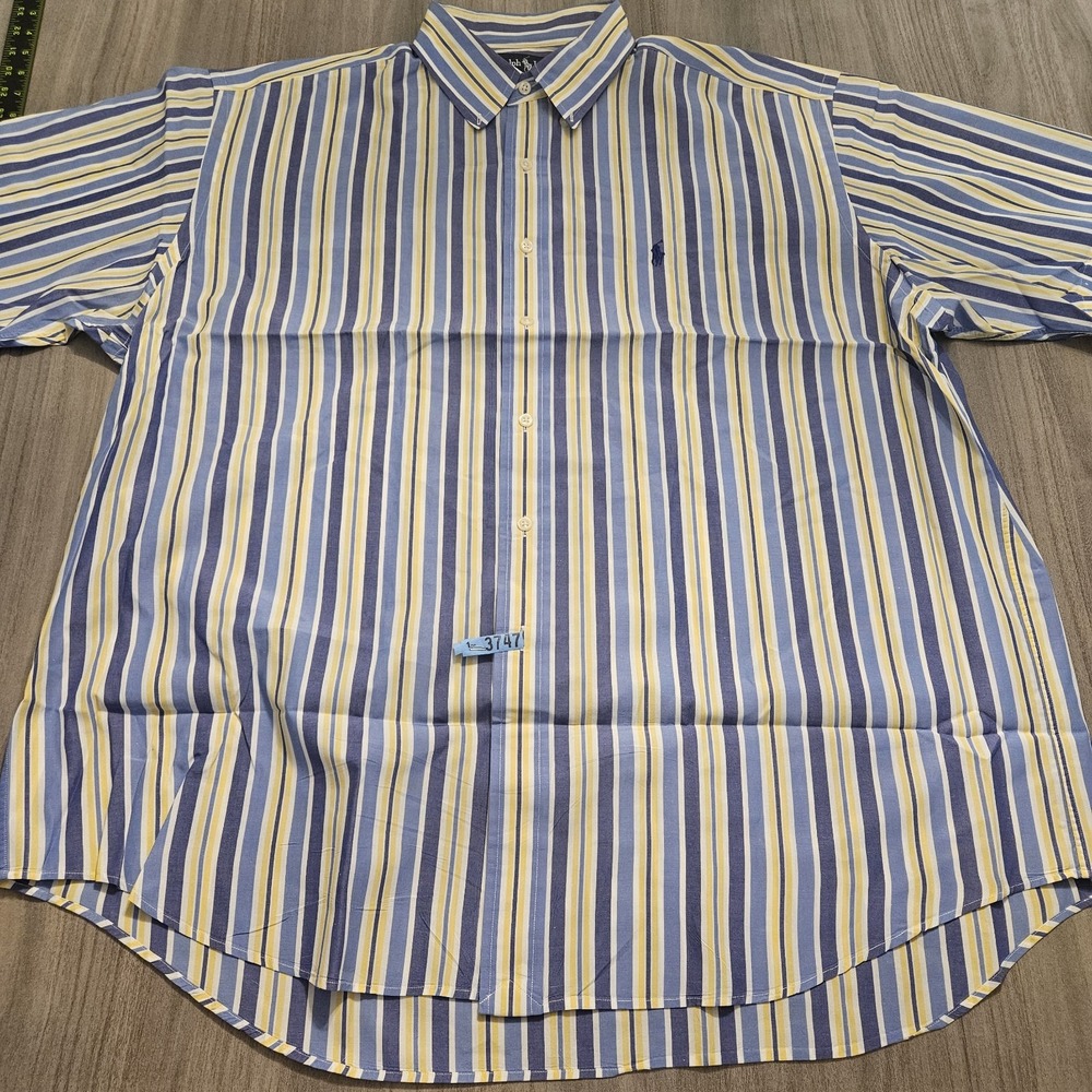 Polo Ralph Lauren Blake Button Up Shirt Extra Large Blue Yellow Pony Rugby Prep - Picture 2 of 7